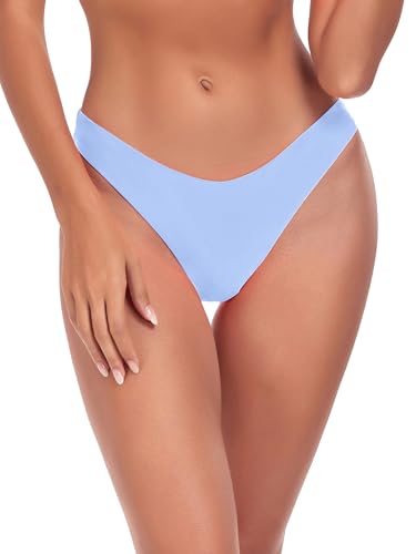 Bas de bikini coquin bleu mer avec coupe échancrée flatteuse L