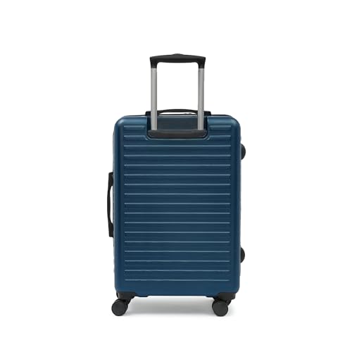 Image of THE ASSEMBLY Hard-Sided Unbreakable Polycarbonate Medium Checkin Luggage Bag For Travel - White & Blue (24 Inches, 60L, Spinner Wheels, Luggage- Suitcase)