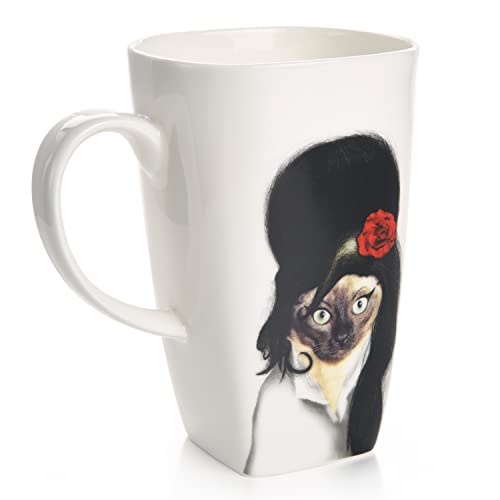Empire Art Direct Coffee Mugs White Mugs 20 OZ Cat Mugs Pets Rock Purrell Collectible Coffee Fine Bone China Mugs