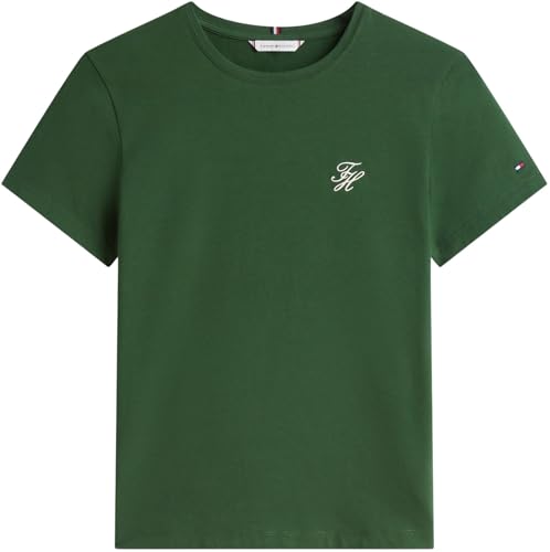 Tommy Hilfiger Damen T-Shirt Kurzarm Script Regular Fit, Grün (National Forest), S – Ansicht 6