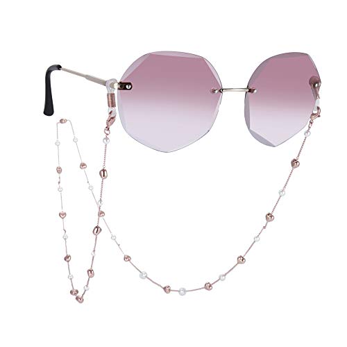 Teamer Pearl Beaded Eyeglass Chain Sunglass Strap Eyeglass Holder Reading Retainer Strap For Women (Rose Gold) #TOP18