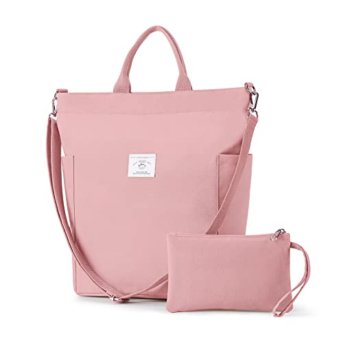 KALIDI CASUAL TOTE BAG, Canvas Tote Handbag Casual Shoulder Crossbody Hobo Bag Work Colledge Shopping (Pink)