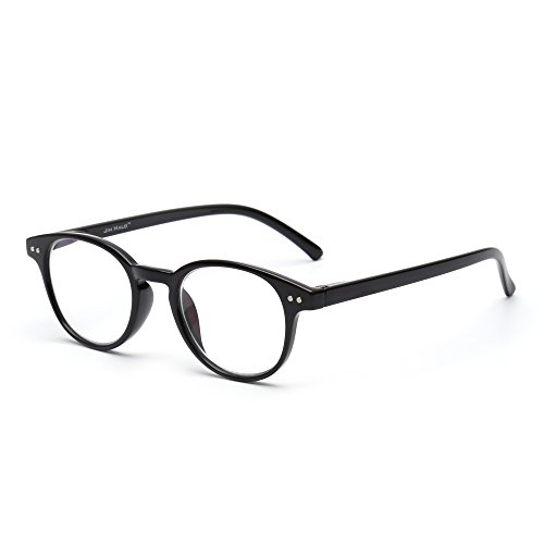 JIM HALO Lumière Bleue Filtre Rétro Rond Ordinateur Lunettes de Lecture Anti-lumière Bleue Charnière à Ressort Lunettes de Jeu Anti fatigue Oculaire Noir brillant