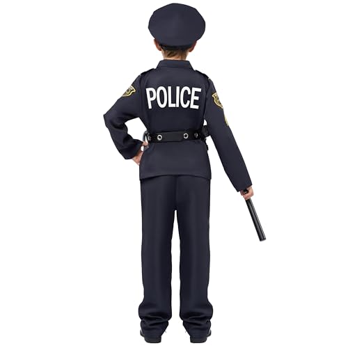 Spooktacular Creations 14PCS Halloween Police Costume for Kids, Police Officer Costume for Boys, Toddler RolePlay Party
