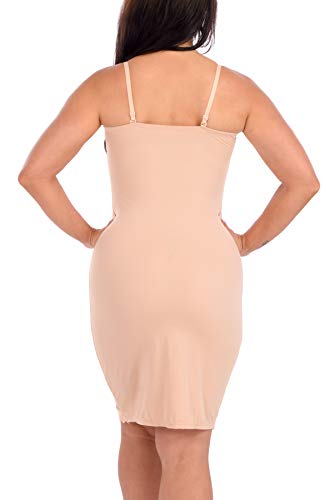 Body Beautiful Womens Full Body Slip Shaper With Lace Trim At Bust And Hem Nude Small #TOP3