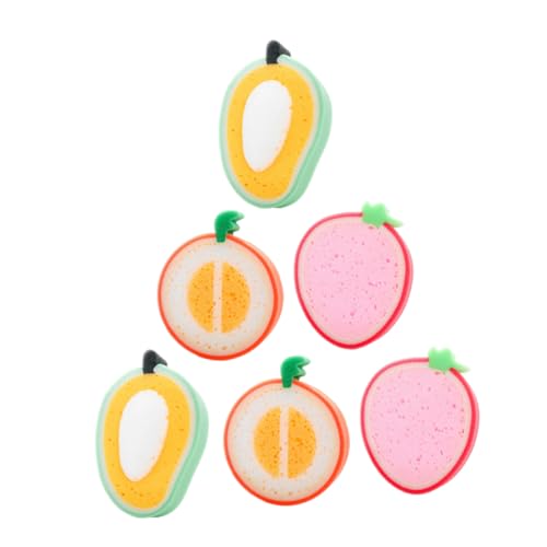 AUTSUPPL 6Pcs Bath Sponge Fruit Design Exfoliating Bath Sponges for Lightweight Space Saving for Gentle Cleansing Skin Care