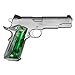 Cool Hand 1911 Grips for Full Size, Magwell Cut, High Polished Synthetic Pearl, Gold Screws Included, Ambi Safety Cut, Green