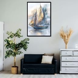 Cuadro abstracto de velero LMYCHENG, lámina de arte oceánico de 20x30cm sin marco 4