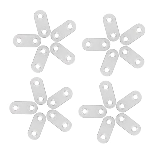 PRETYZOOM DIY Furniture Support 20pcs Straight Flat Brackets Stainless Steel Cabinet Quick Install Decorative Design