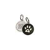 PetDwelling Smart Touch Black Paw NFC/QR Code Pet ID Tag Links to Online Profile/Emergency Contact/Medical Info/Google Map Location Stamp