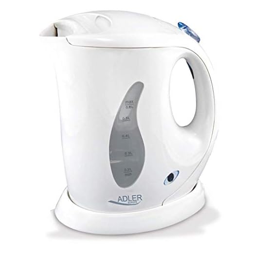 Adler AD 02 Hervidor de Agua Eléctrico de 760 W, 0.6 litros, 0 Decibeles, Polímero Libre de BPA, Blanco