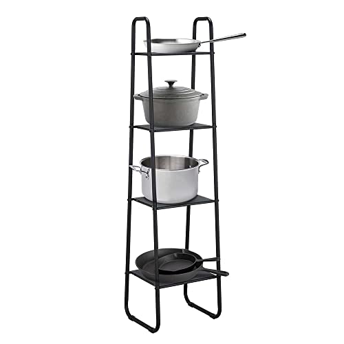 Sunnypoint Freestanding 4 Tier Tower Shelving Rack, Pot Rack, Corner Rack, Bookcase, Organizer Closet Storage Rack, And Display Rack (Blk) #TOP2