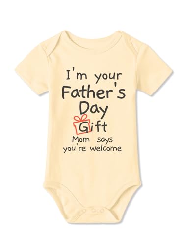 BesserBay Fathers Day Infant Baby Bodysuit First Daddys Day Newborn Clothes Beige 0-3 Months
