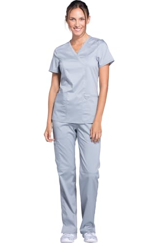 Elegante colla: il nostro set di scrub da donna ha una vestibilità moderna con un design finto avvolgente che offre agli operatori sanitari un'uniforme professionale, elastica e confortevole.