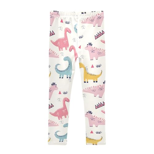 Funny Cartoon Dinosaurs Doodle Girls Leggings Ultra Soft Compression Yoga Gym Pants for Kids 4-10T2