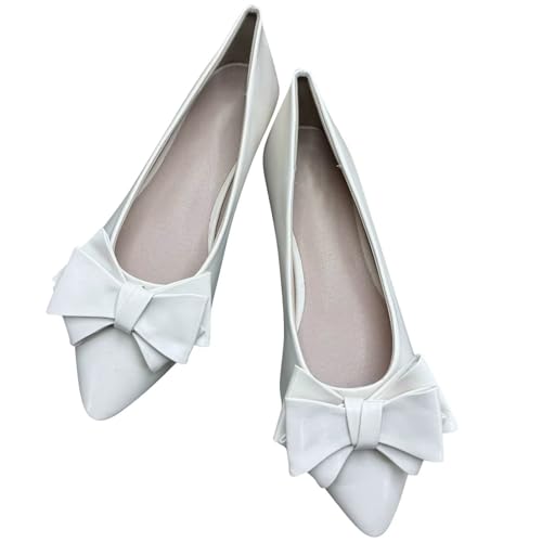 Image of TN TANGNEST Flats Shoes Women Comfort Casual Loafers | Classic Pointed Toe Bowknot Flats Cute Slip On Flats, Wear to Work Travel Walk