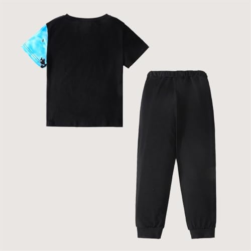 Image of OLMRJKD Boys 2 Piece Outfits Color Block Clothes Short Sleeve T Shirt and Camouflage Pants Summer Clothing Sets