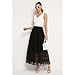 Women's Long Maxi Tulle Skirts, High Waisted Fashionable A Line Ruffle Tiered Layered Mesh Tutu Skirt Petticoat Tulle Skirt(Black,XL)