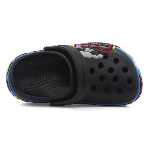 Image of Boys Girls Toddler Clogs Little Kids Slip on Slides Sandals Slippers Cute Cartoon Train Pattern Garden Clogs Summer Indoor Outdoor Beach Pool Water Shoes