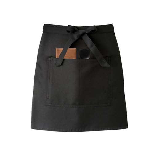 MQWDGJ Kellnerschürze, Vorbinder Schürze 85x55cm (LxB), Verstellbare Schürze mit 2 Taschen Unisex Kellnerschürze für Küche Restaurant Café (Schwarz)