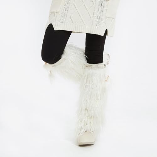 Image of Fur Leg Warmers Furry Faux Fur Winter Leggings Boot Cuffs Toppers for Women