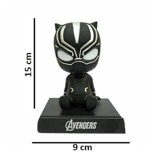 Image of Super Hero Action Figure Limited Edition Bobblehead with Mobile Holder for Car Dashboard, Office Desk & Study Table (Black Panther)