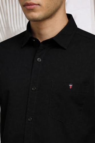 Image of Louis Philippe Men's Slim Fit Premium Textured Fabric Versatile Solid Easy Care, All Season adapability Half Sleeve Casual Shirt