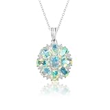 GEMKORA Real Ethiopian Opal Crystal Pendant Necklace, Natural Gemstone, Birthstone Crystal, Healing Stone, Gift for Women Mom Her, Statement Jewellery, 925 Sterling Silver 18 inch