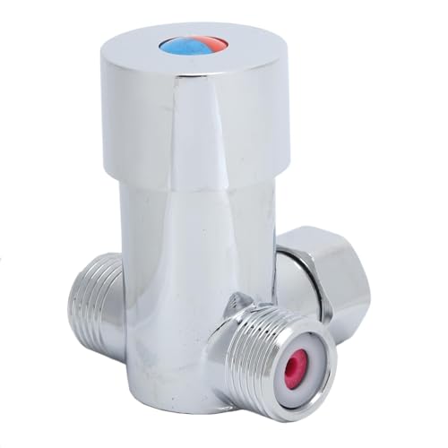 Jadeshay Vanne Mélangeur, Mitigeur Thermostatique 3 Voies Vanne Mélangeur Eau Chaude Froide Robinet Mitigeur Thermostatique, pour Lavabo Cuisine Salle de bain Toilette