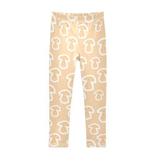 Mushrooms Sticker Girls Leggings,Workout Leggings for Girls Toddler Athletic Leggings Size for 3-10T