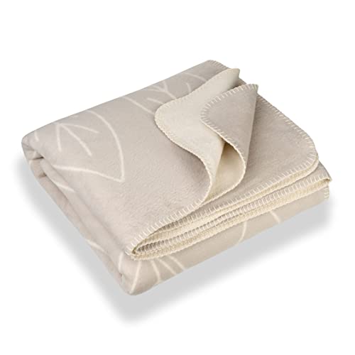 RIEMA® Kuscheldecke BENTE - weiche Baumwolldecke mit Blättern...