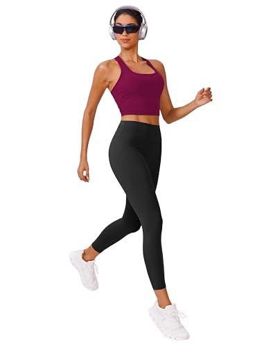 Image of PINSPARK Sports Bra Longline Racerback Tank Tops for Women Padded Workout Yoga Top