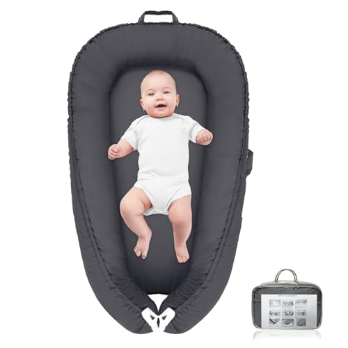 Image of Baby Lounger for Newborn,Infant Lounger Baby Nest Cover for Babys,100% Cotton Breathable & Soft Baby Lounger Newborn Essentials for Baby 0-12 Months,Co Sleeper for Baby in Bed