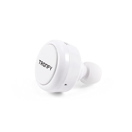 [Newest Version 4.0] Tronfy iWork Mini Wireless Bluetooth Earpiece Headphone with Mic in Ear Small Headset Hands Free Earbud Long Battery Life Earphone for Apple iPhone Andriod Smartphones- White