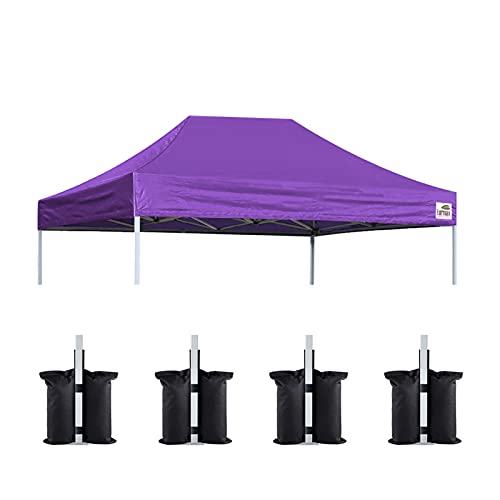 Image of Eurmax USA 8x12 Pop Up Canopy Replacement Top,Universal Instant Canopy Cover ONLY,Heavy Duty UPF 50+ UV Protection,Water & Wind Resistant Tarp,30+ Colors Available,Bonus 4 Sand Bags (Purple)