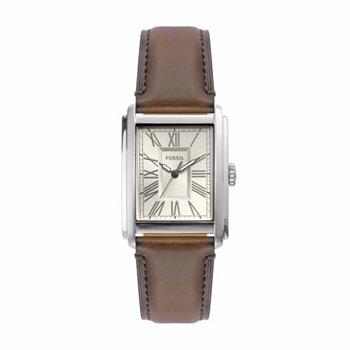 Fossil Reloj Carraway para Hombre, Movimiento de Cuarzo de Tres manecillas con Correa de Piel o Acero Inoxidable, Marrón