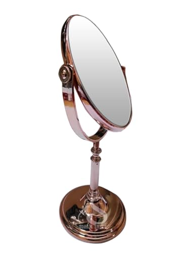 Image of ᵀᴹ Tabletop Double Side Shaving Makeup Vanity Mirror 360 Degree 5X Magnification Beauty Make up Cosmetic Stand for Shaving & Makeup Vanity Bedroom Bathroom Desk (Oval Rosegold)