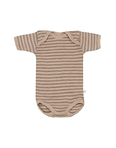 Dilling Kurzarmbody aus Merinowolle für Babys Cappuccino/Beige gestreift Cover