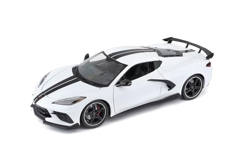 2020 Corvette Stingray C8 Coupe w/High Wing, White - 31455WT - 1/18 Scale Diecast Model Car
