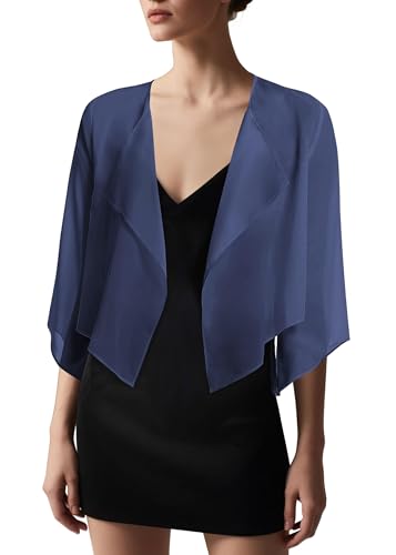 Image of Urban CoCo Women's Chiffon Shrug Cardigan Open Front 3 /4 Sleeve Drape Irregular Hem Bolero Summer Cover Up