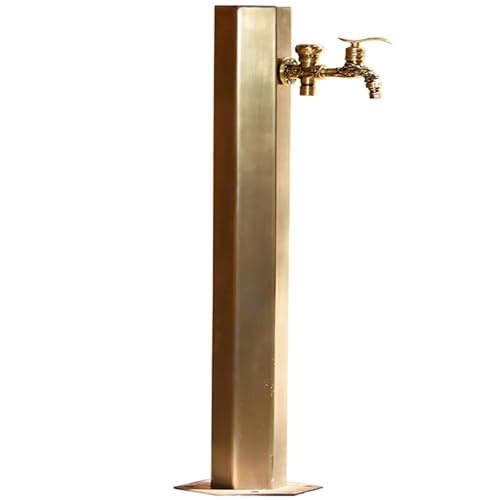 Genérico Columna de Agua para jardín de Acero Inoxidable 304 - Grifo Doble Hexagonal y Pistola rociadora, diseño Dorado Duradero para un riego eficiente en Exteriores (50 cm) - Ideal para jardinería
