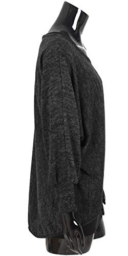 Emma & Giovanni - Damen Oversize Oberteile Tshirt/Pullover (2 Stück) / Made In Italy, XL-XXL, Schwarz