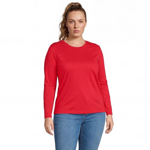 T-shirt à manches longues Lands' End Supima, Rouge Compass, 1X