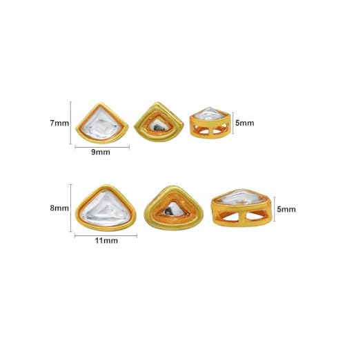 Image of Satra Tarders Polki Flat-Back Triangle Shaped Meenakari Kundan Beads for DIY Jewellery Making Rakhi Making | Qty : 25pcs | Qty : 25pcs