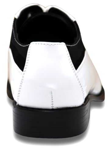 Image of BMY Men's Striped Satin Matching Patent Upper Oxfords Formal Dress Shoes