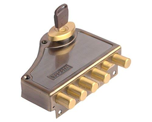 EUROPA H347AB High Security Main Door Lock. HEXABOLT with 5 Dead Bolts & 1 Latch Bolt with Plate Handle 3 Tons Load. (AB) Antique Brass-picture-23