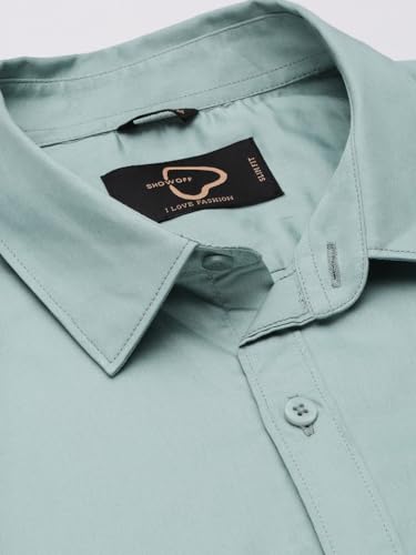 Image of SHOWOFFFF Men Solid Casual Shirt | Spread Collar Full Sleeves Cotton Shirt for Mens | Slim Fit Regular Length Shirt for Men's