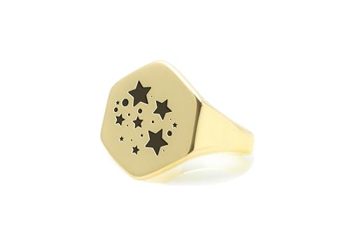 Bague signet etoile en or 14k pour femme, bijou de declaration audacieuse