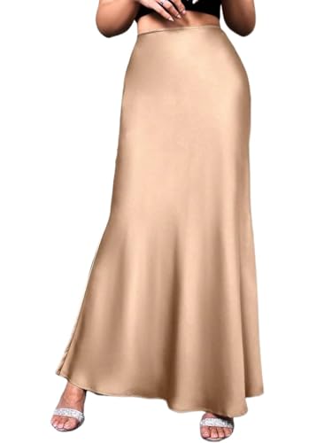 Women's Flowy Trendy Skirt Solid Color High Waist Elegant Long Skirt