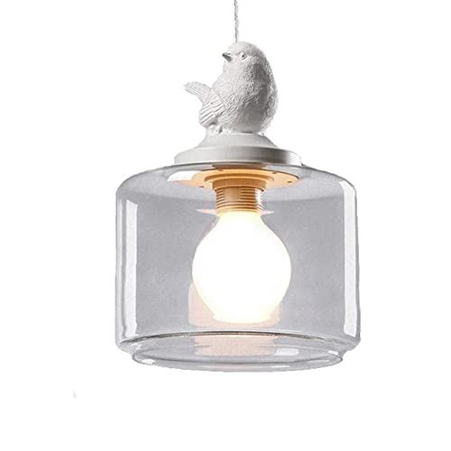 Lustre d'oiseau en résine blanche et suspension en verre LED vintage pour chambre